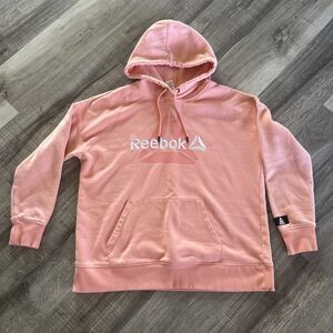 Reebok Women’s Pink Hoodie Sweatshirt Women’s Size L Casual Fleece Pullover Soft